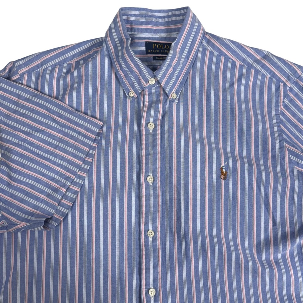 Polo Ralph Lauren Classic Fit Striped Short Sleeve Button Down Shirt OCBD Men XL